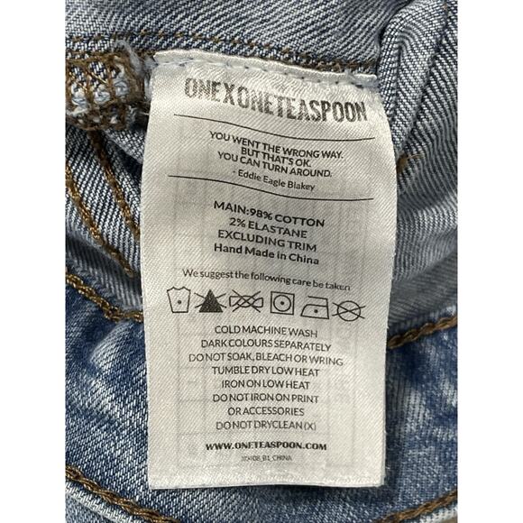 One X OneTeaspoon Distressed Baggy Jeans Women’s Size 26 Raw Ankle Hem 26”x23” - Picture 14 of 16